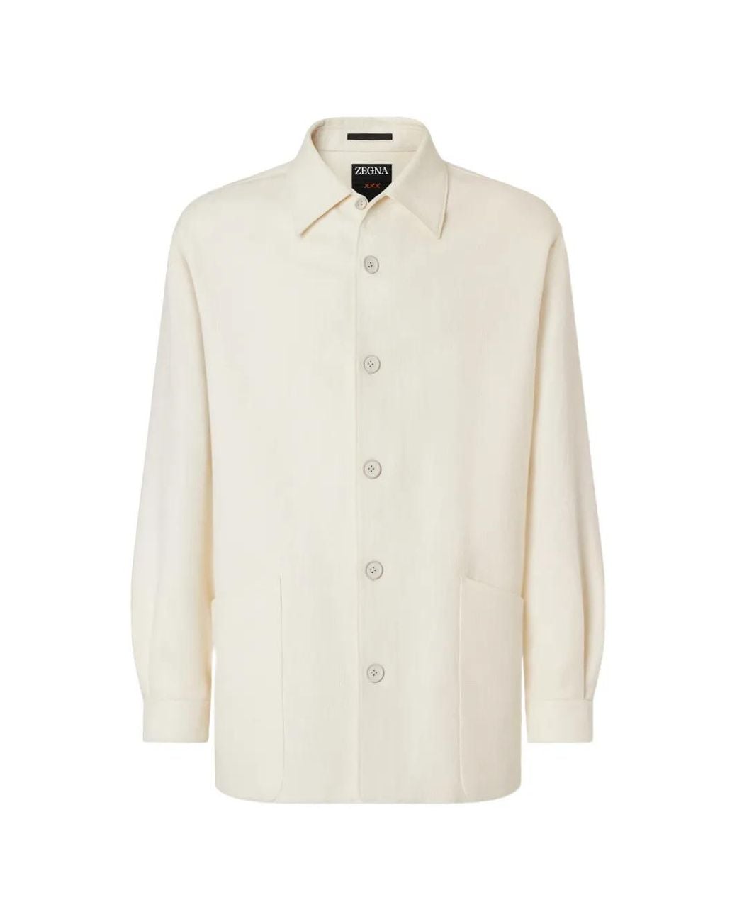 Zegna White Button-Up Wool Overshirt for men