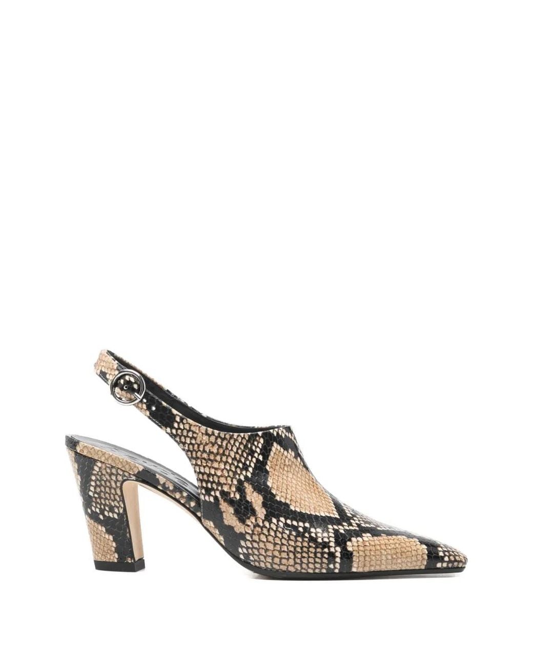 Aeyde White Maude Snake Print Calf Leather Hazelnut