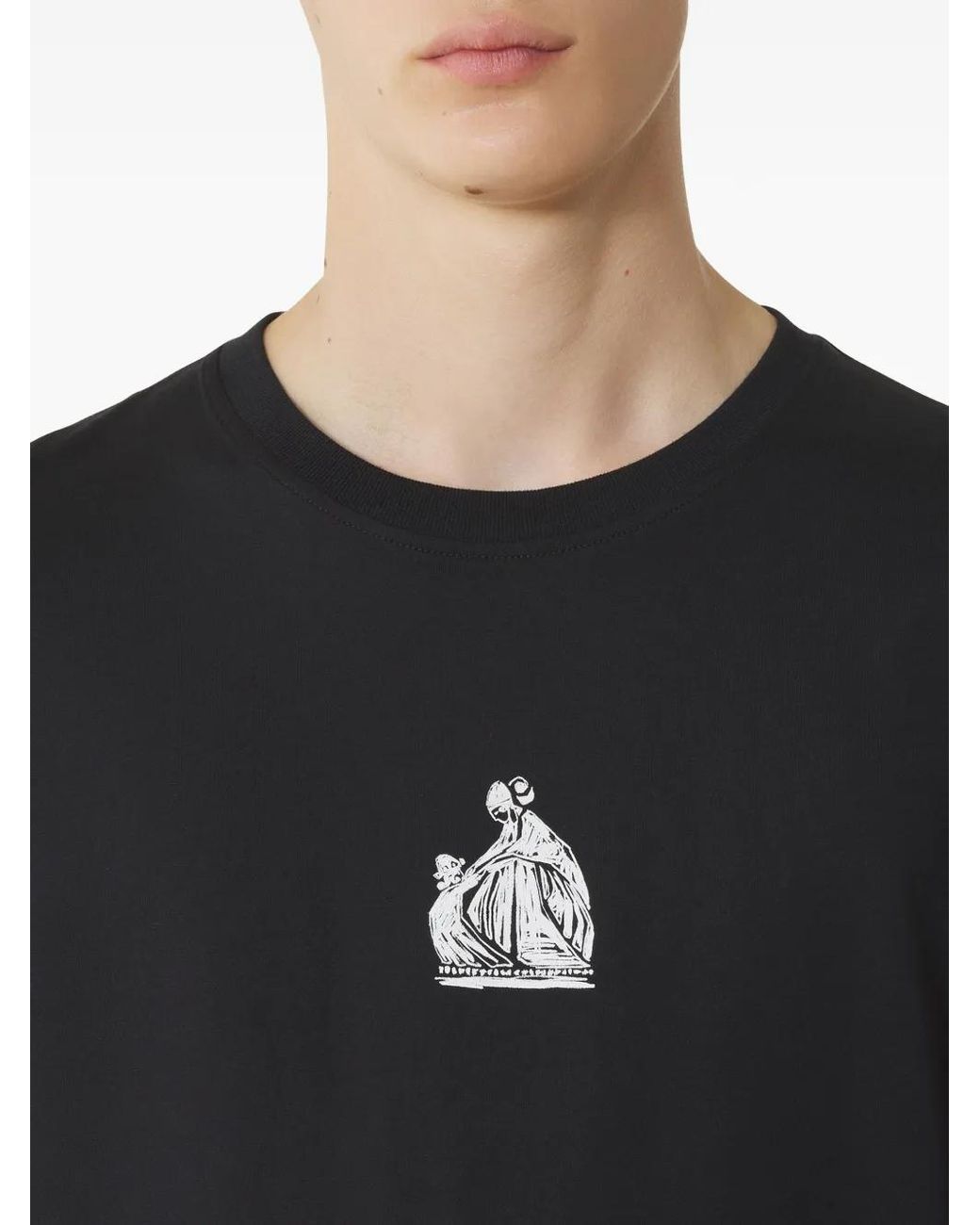 Lanvin Black Embroidered "M & D" Logo T-Shirt for men