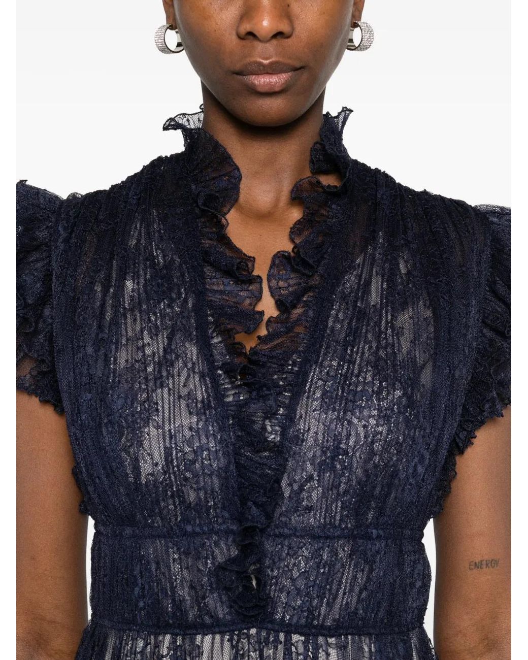 Alberta Ferretti Blue Polyamide Lace Dress