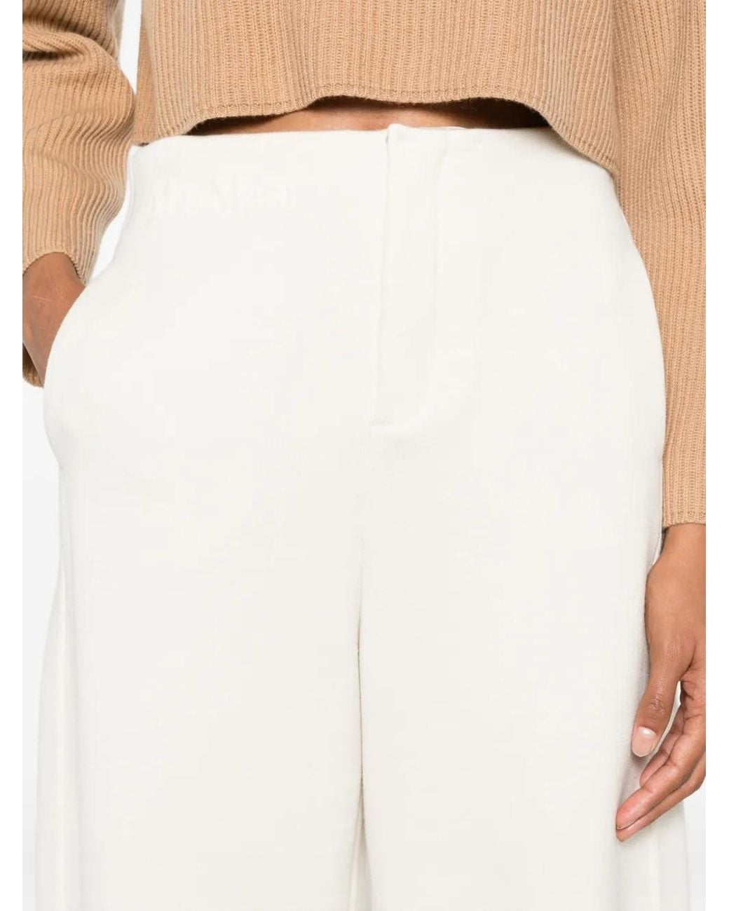 Max Mara White Cropped Palazzo Trousers