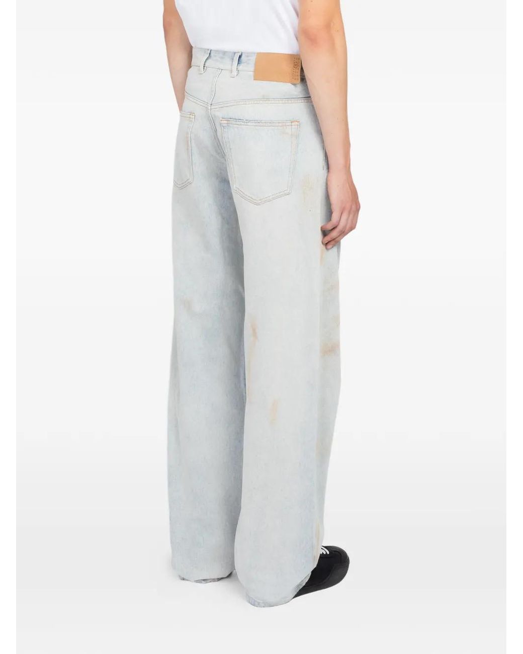 Maison Margiela White Whiskered Faded-Effect Wide-Leg Jeans for men