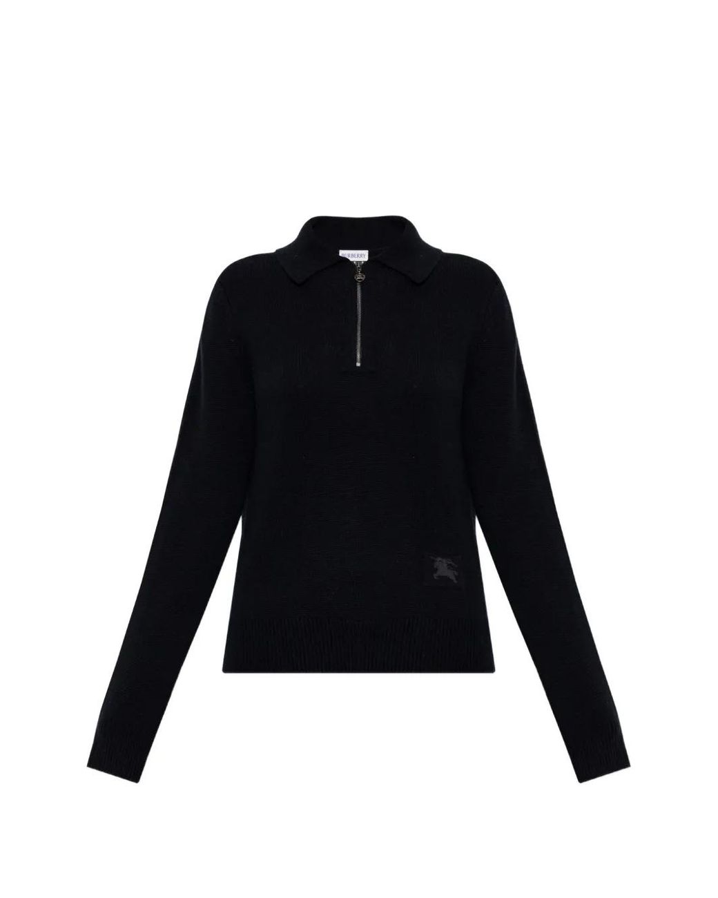 Burberry Black Long-Sleeve Cashmere Polo Shirt