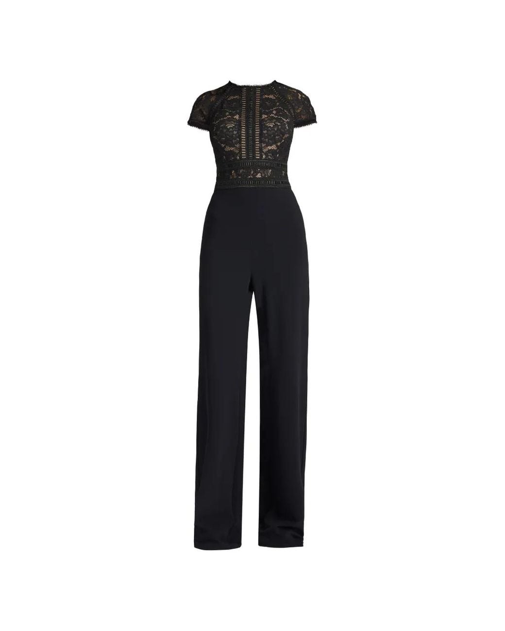 Tadashi Shoji Blue Cyran Lace-Panelled Jumpsuit