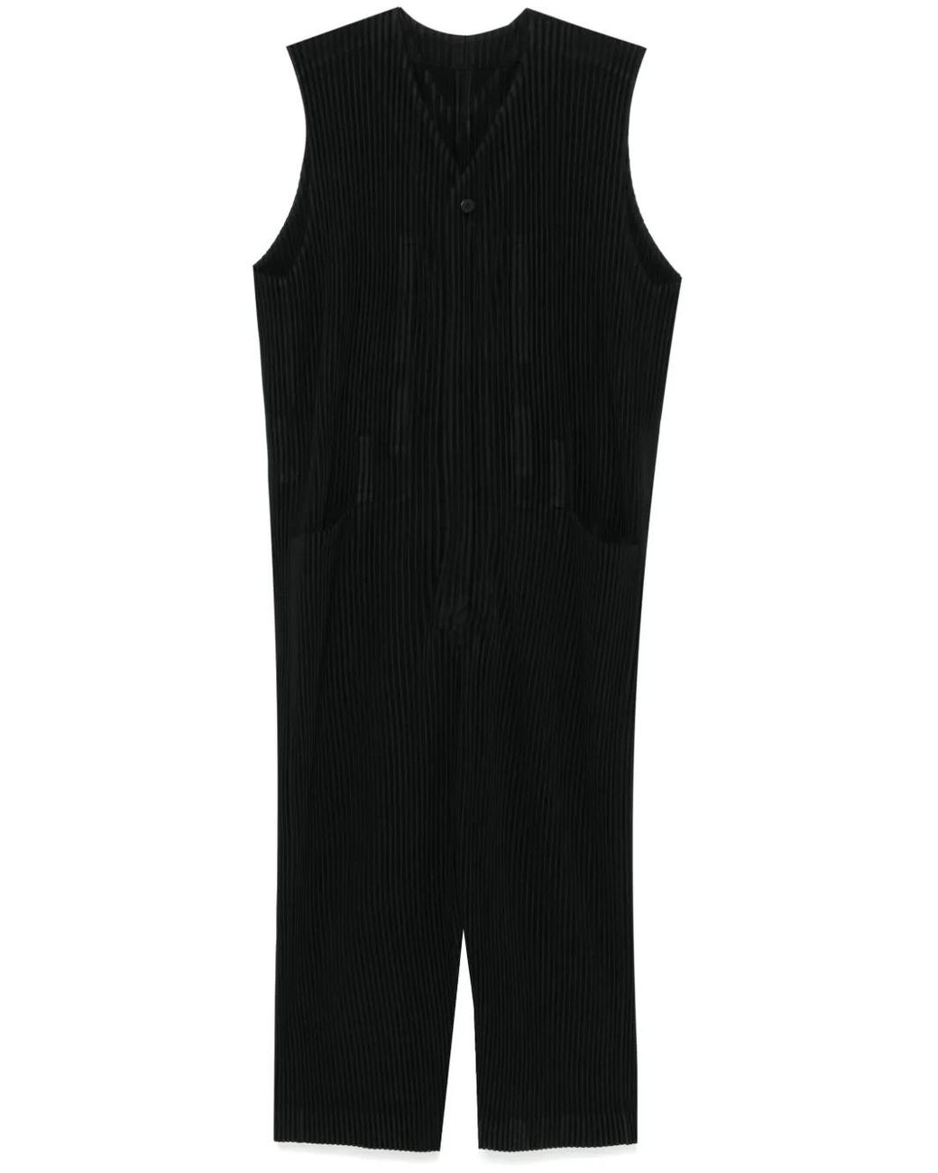 Homme Plissé Issey Miyake Black Pleats Bottoms Jumpsuit for men
