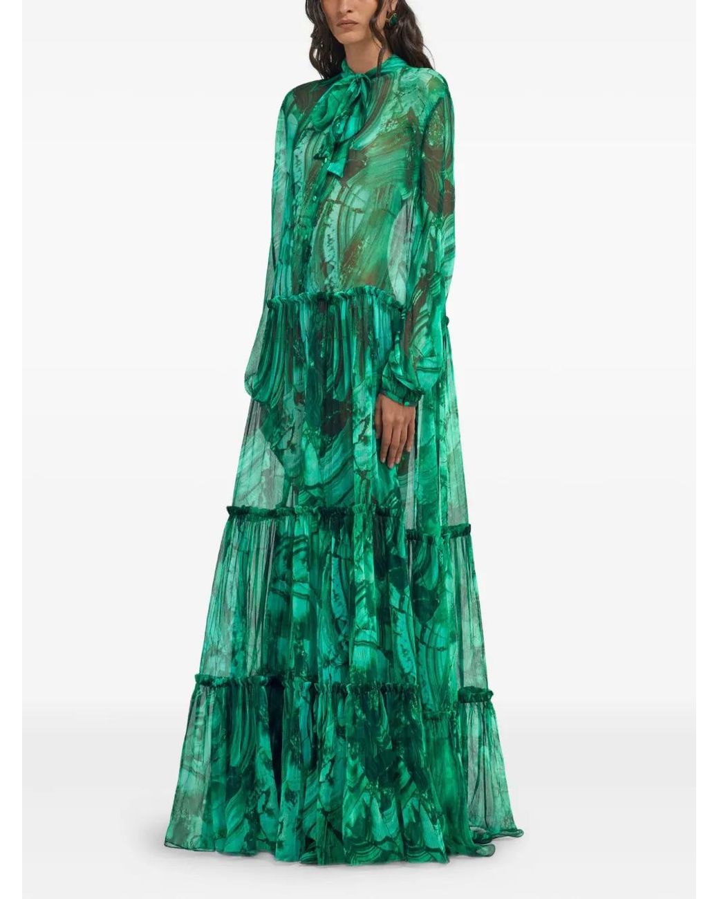 Roberto Cavalli アブストラクトパターン マキシドレス Green