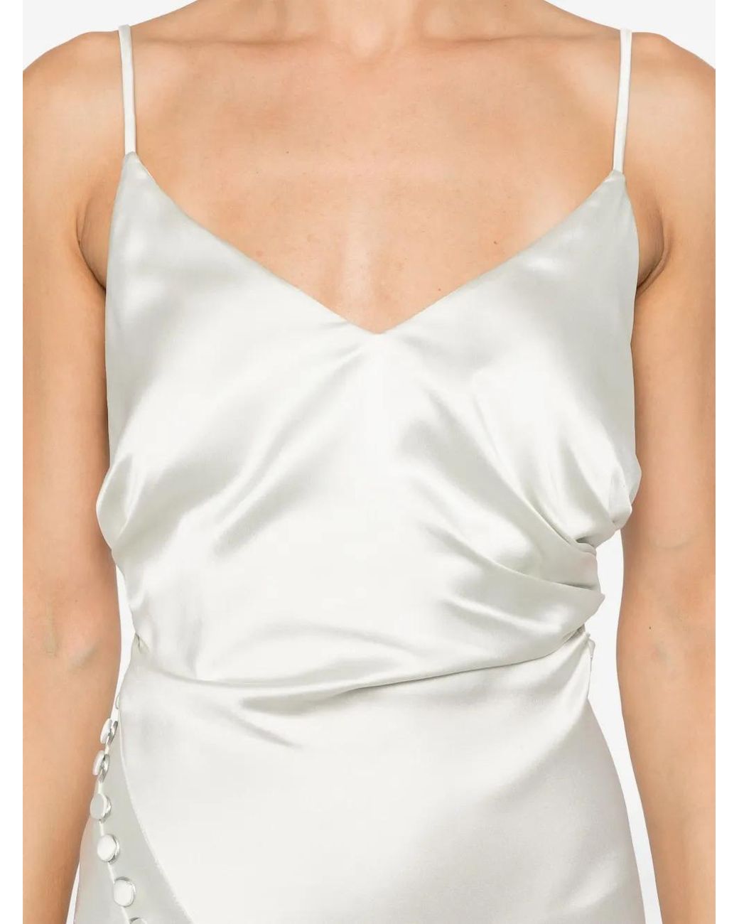 MITILIANE COUTURE White Drape-Detail Maxi Dress