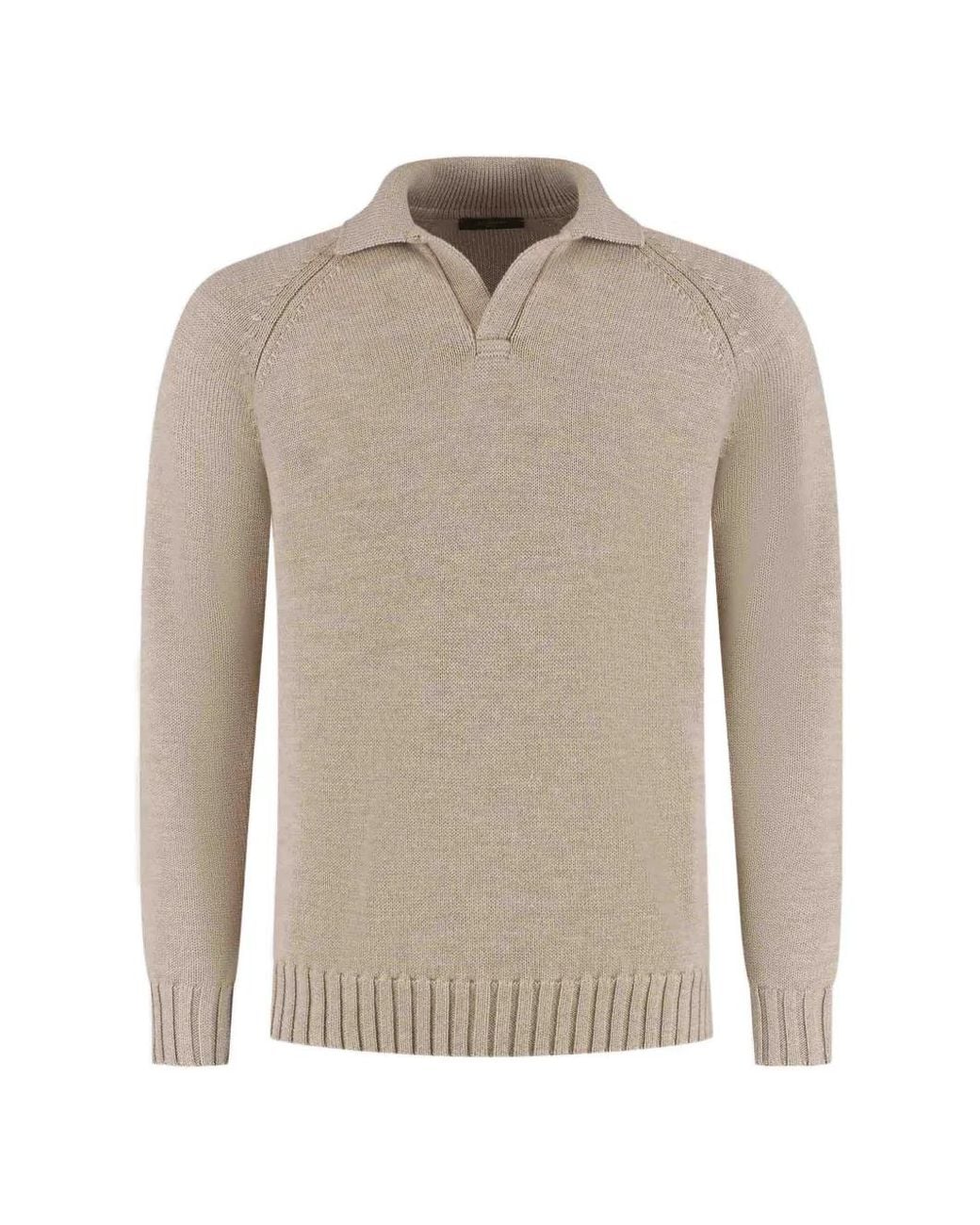Zanone White Raglan-Sleeve Polo-Collar Sweater for men