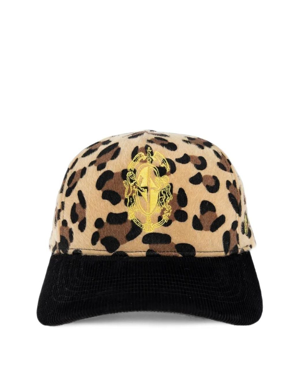 PDF Black Leopard-Print Corduroy-Brim Baseball Cap for men
