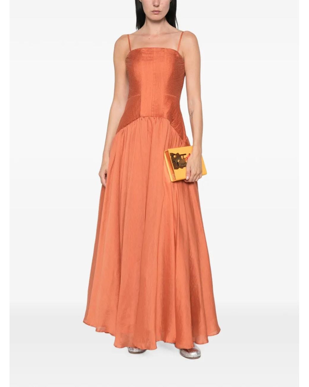 Aje. White Contour Pleated Gown