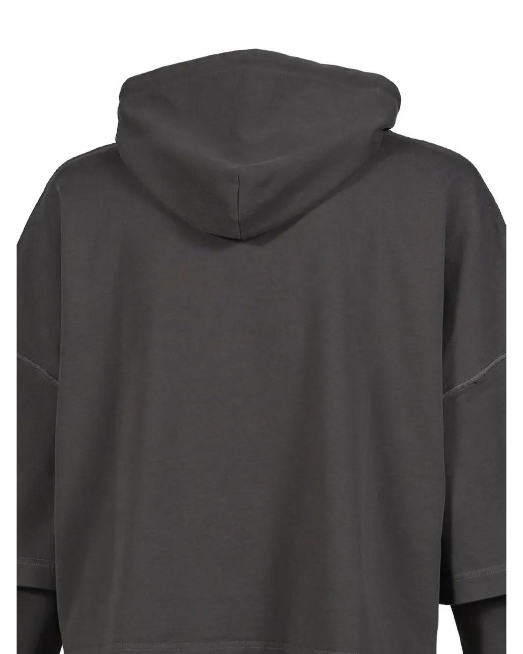 ARNODEFRANCE Gray Layered-Design Logo-Print Hoodie for men