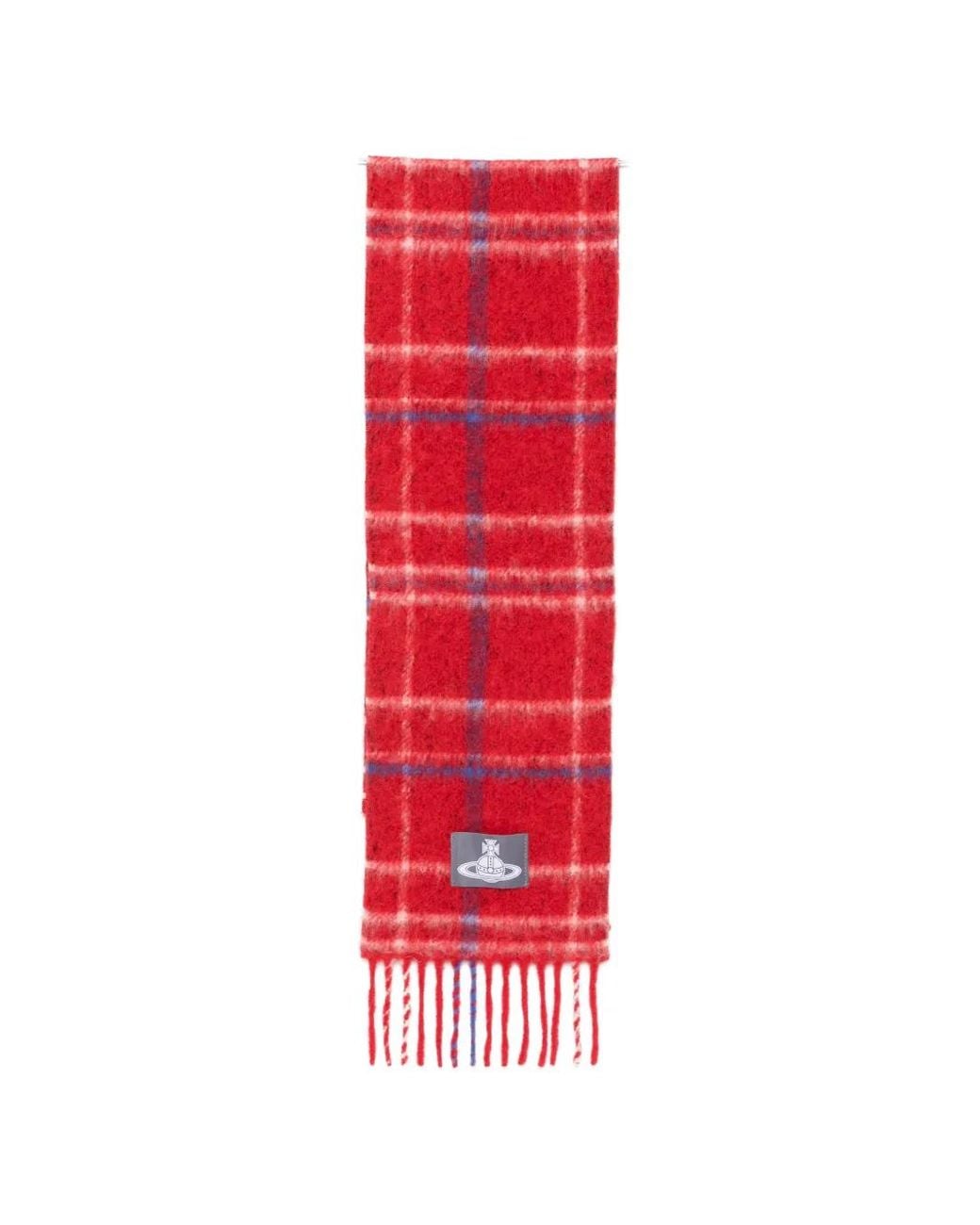 Vivienne Westwood Red Tartan-Check Fringed Scarf