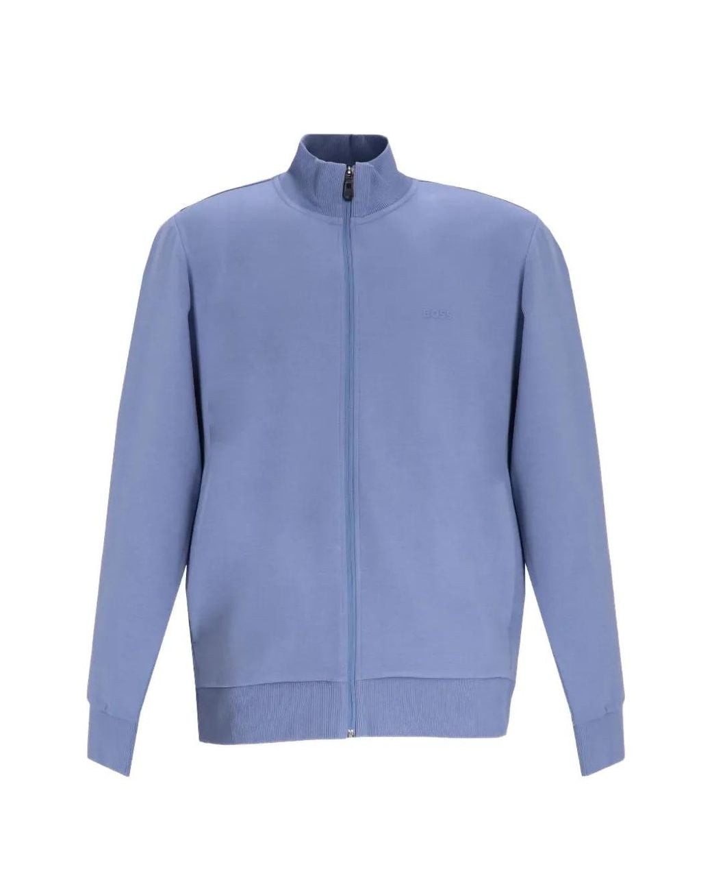 Boss Blue Long-Sleeve Zip-Up Sweatshirt for men