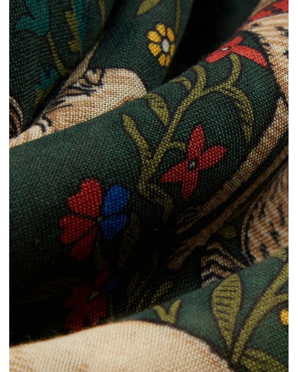 Drake's Green Unicorn Print Square Scarf for men