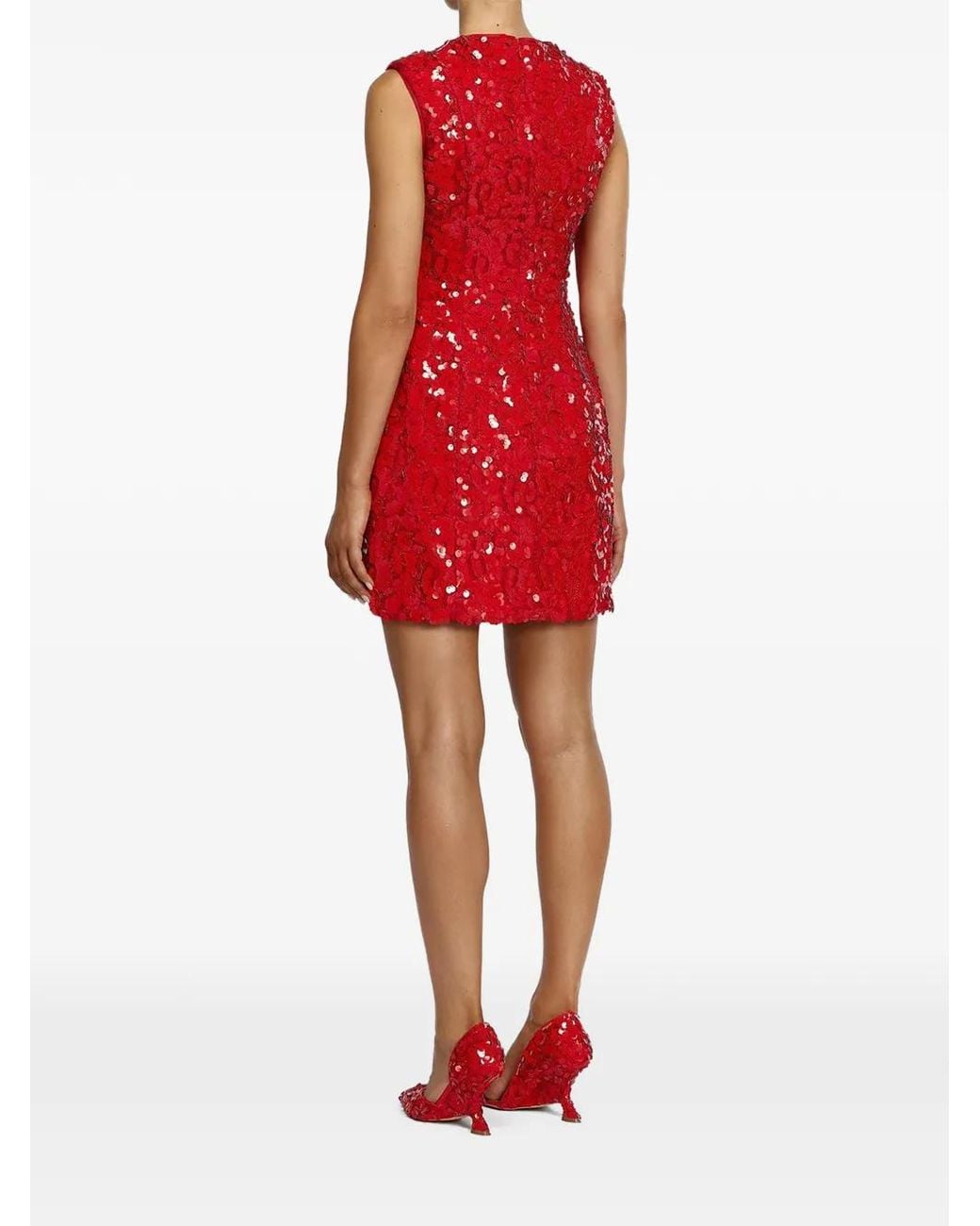 Acler Red Pryde Sequin-Embellished Mini Dress