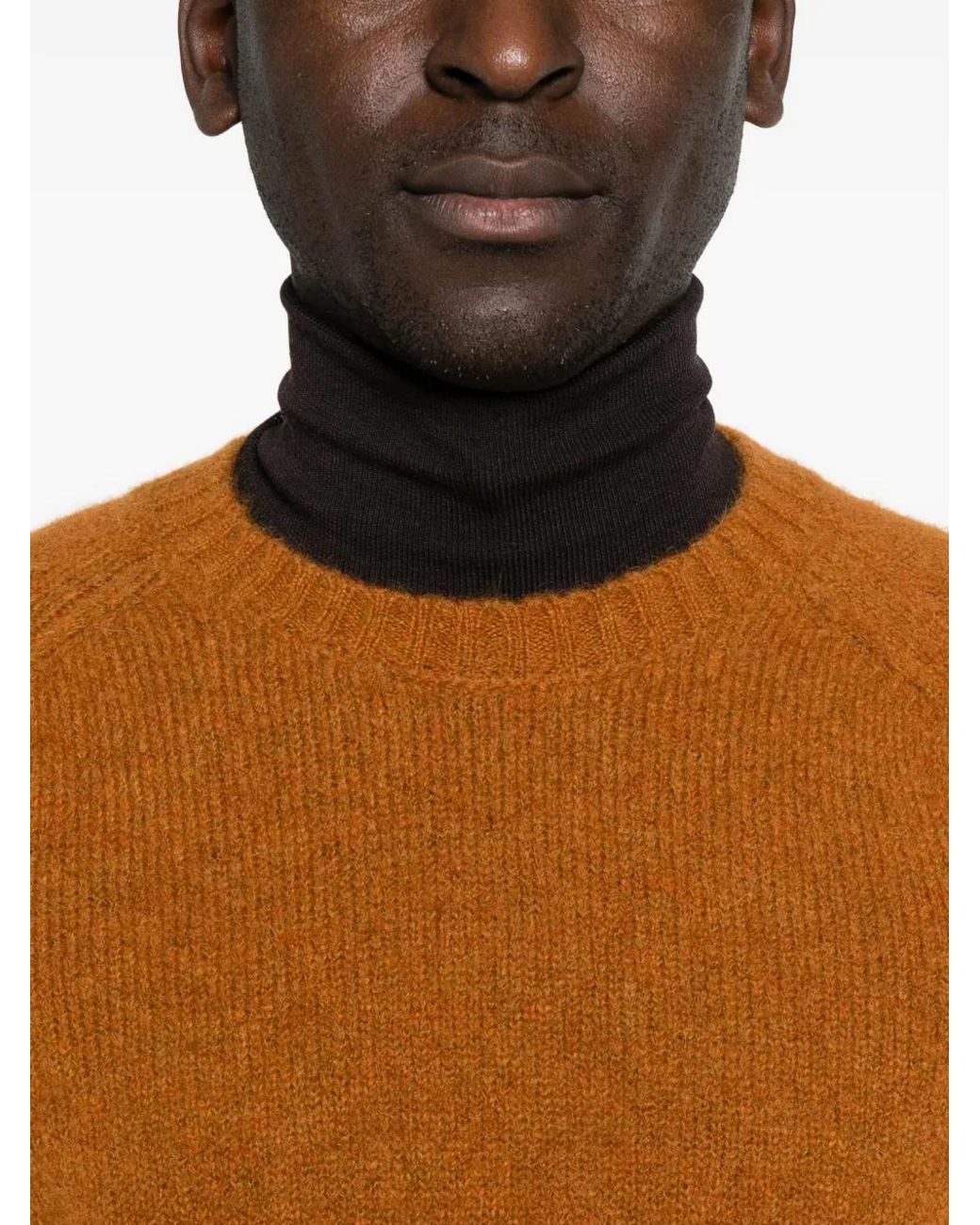 FILIPPO DE LAURENTIIS Orange Raglan-Sleeve Ribbed-Trim Sweater for men