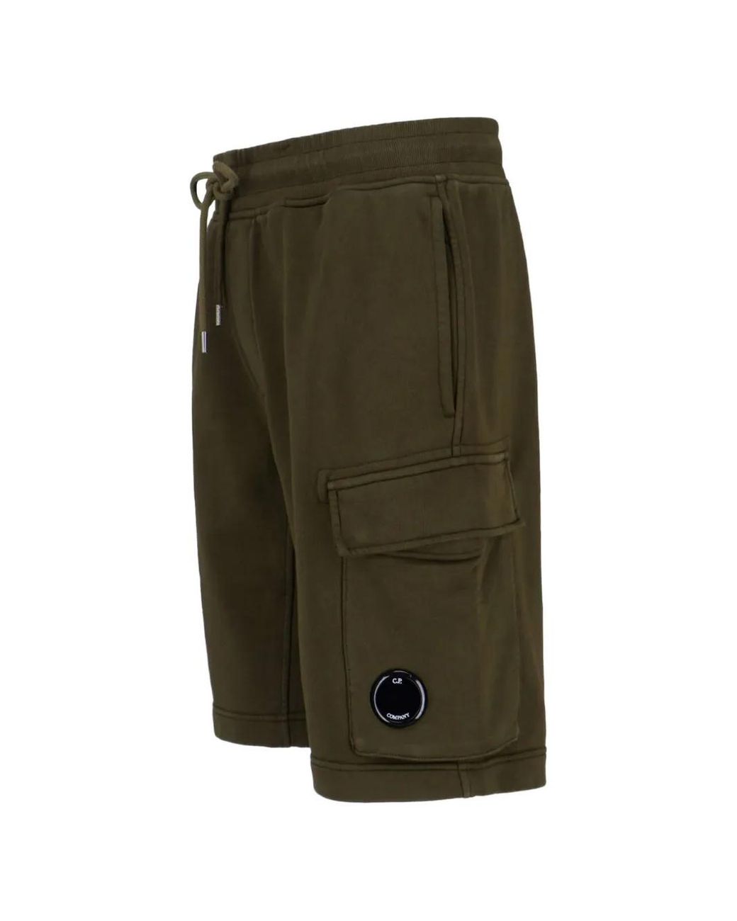 C P Company Green Logo-Patch Pocket Shorts for men