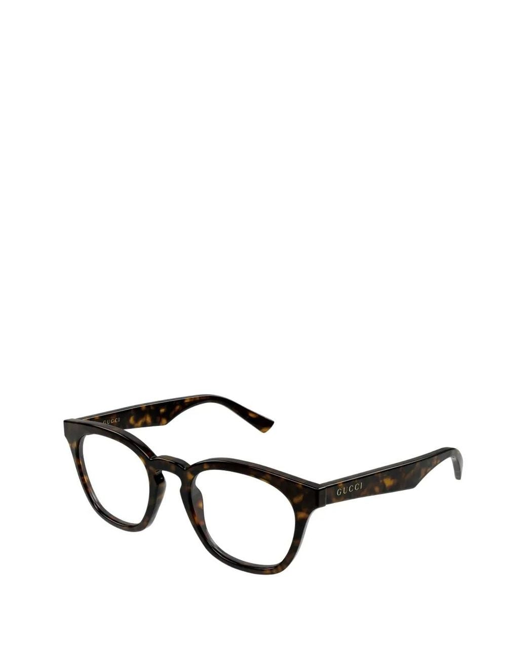 Gucci Black Tortoiseshell-Effect Round-Frame Glasses