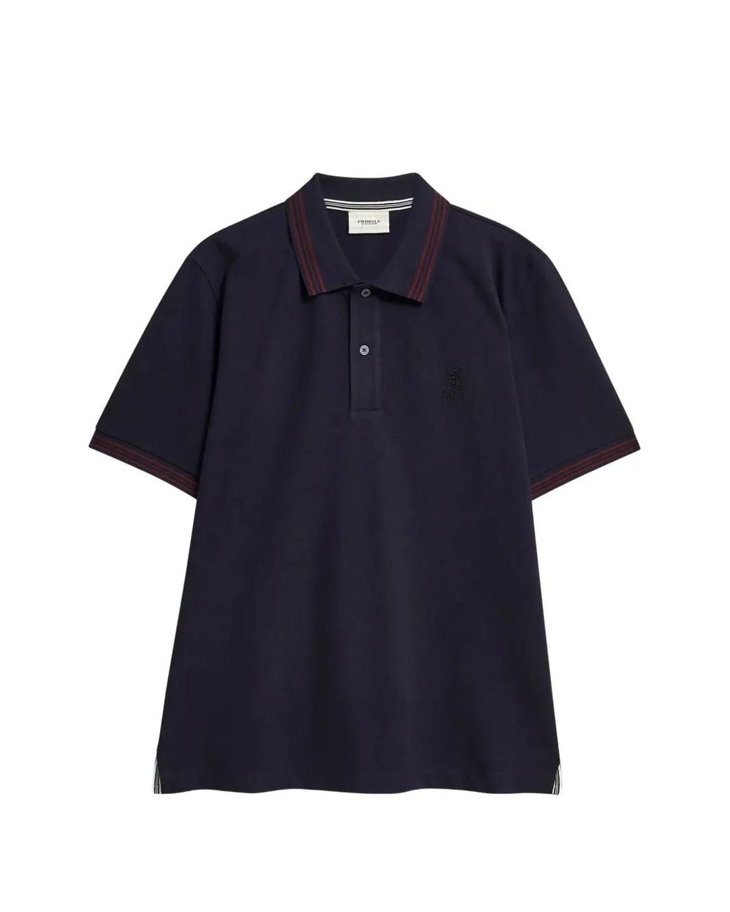 Pringle of Scotland Blue Logo-Embroidered Tipped Polo Shirt for men