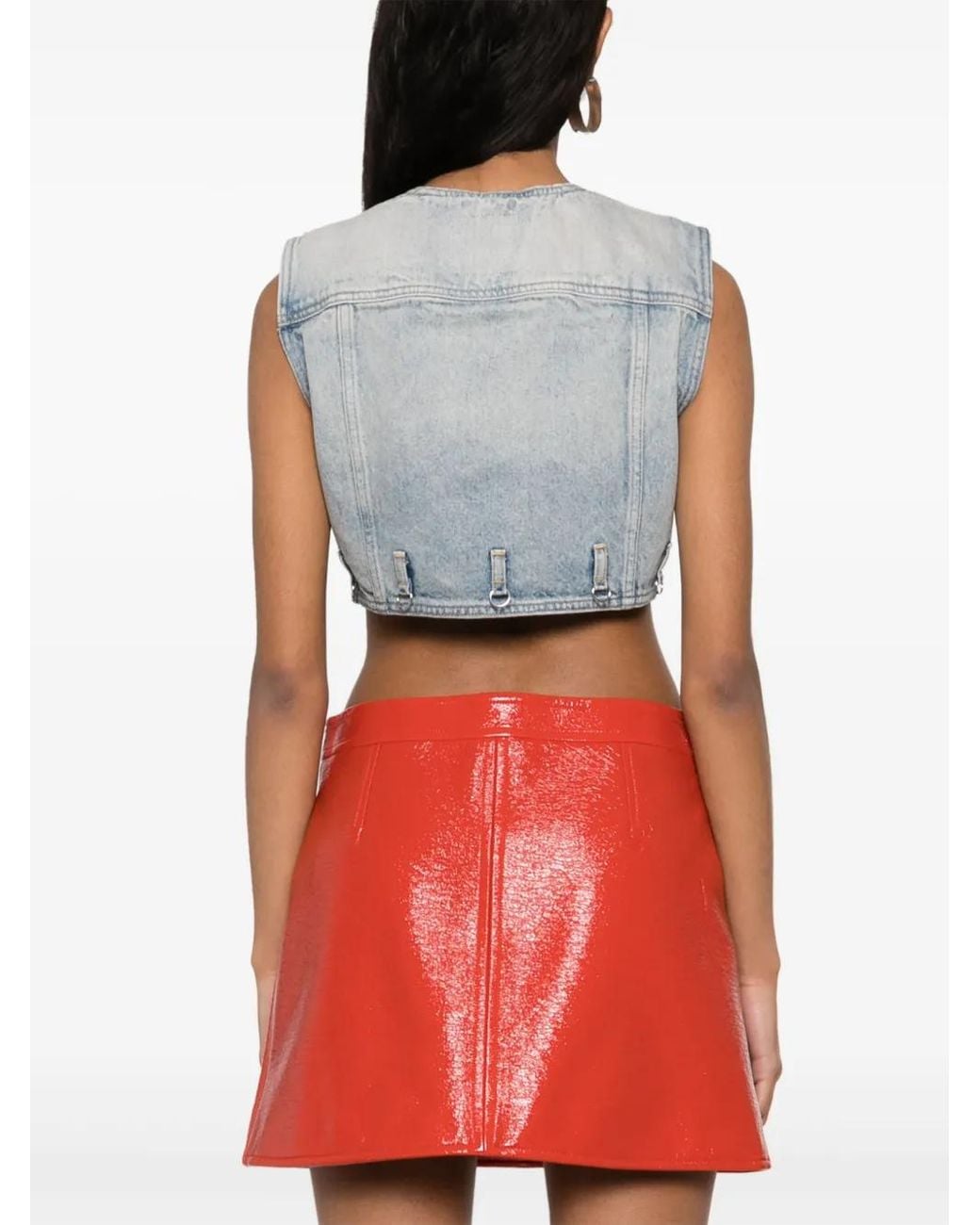 Courreges Blue Multiflex Cropped Denim Vest