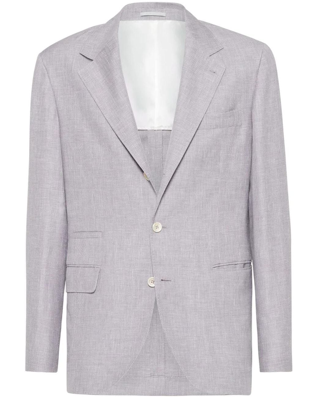 Brunello Cucinelli Gray Prince Of Wales Checked Blazer for men