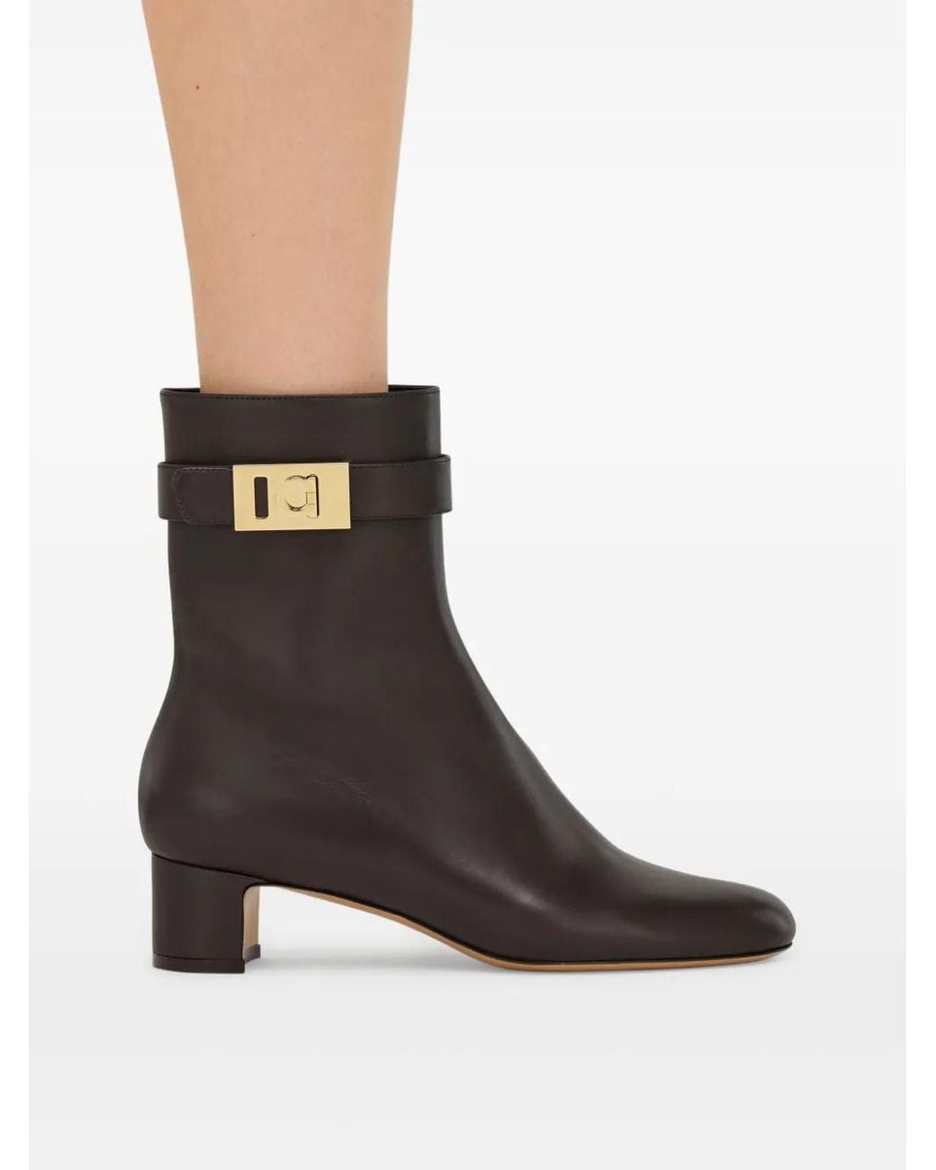 Ferragamo Brown Hug-Buckle Ankle Boots