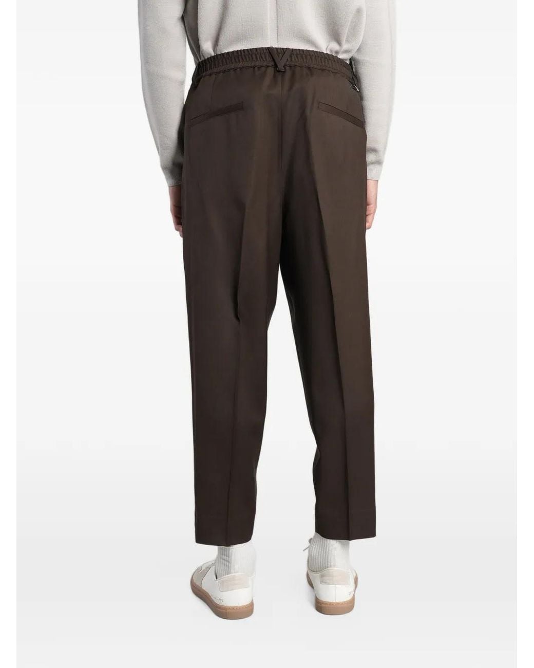 Low Brand Black Zen Pleated Tapered Trousers for men