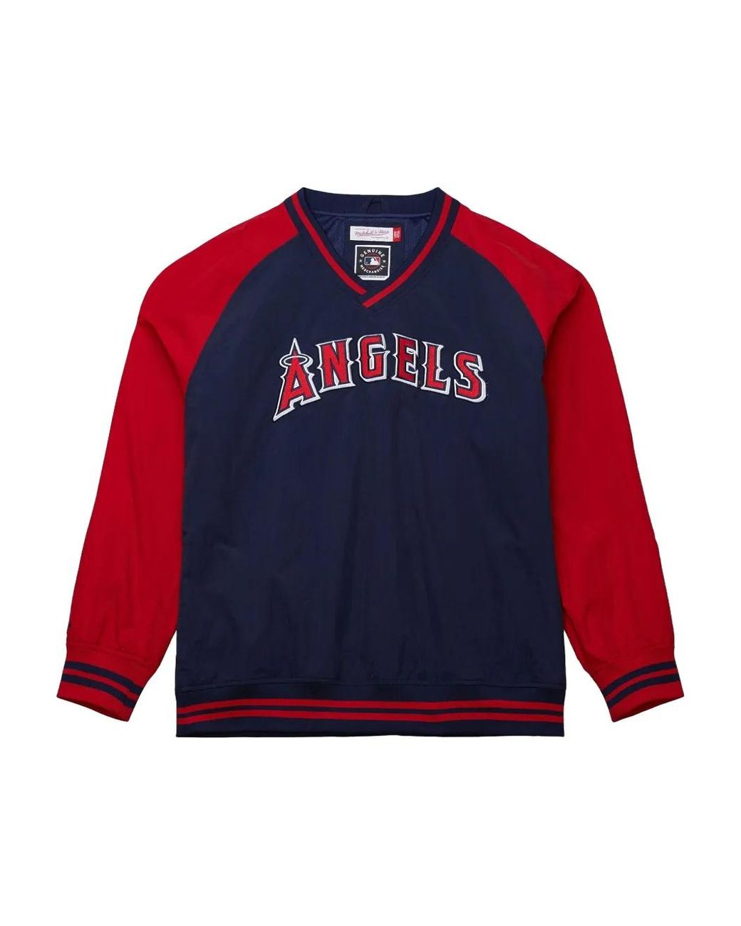 Mitchell & Ness Red X Mlb Los Angeles Angels V-Neck Pullover for men