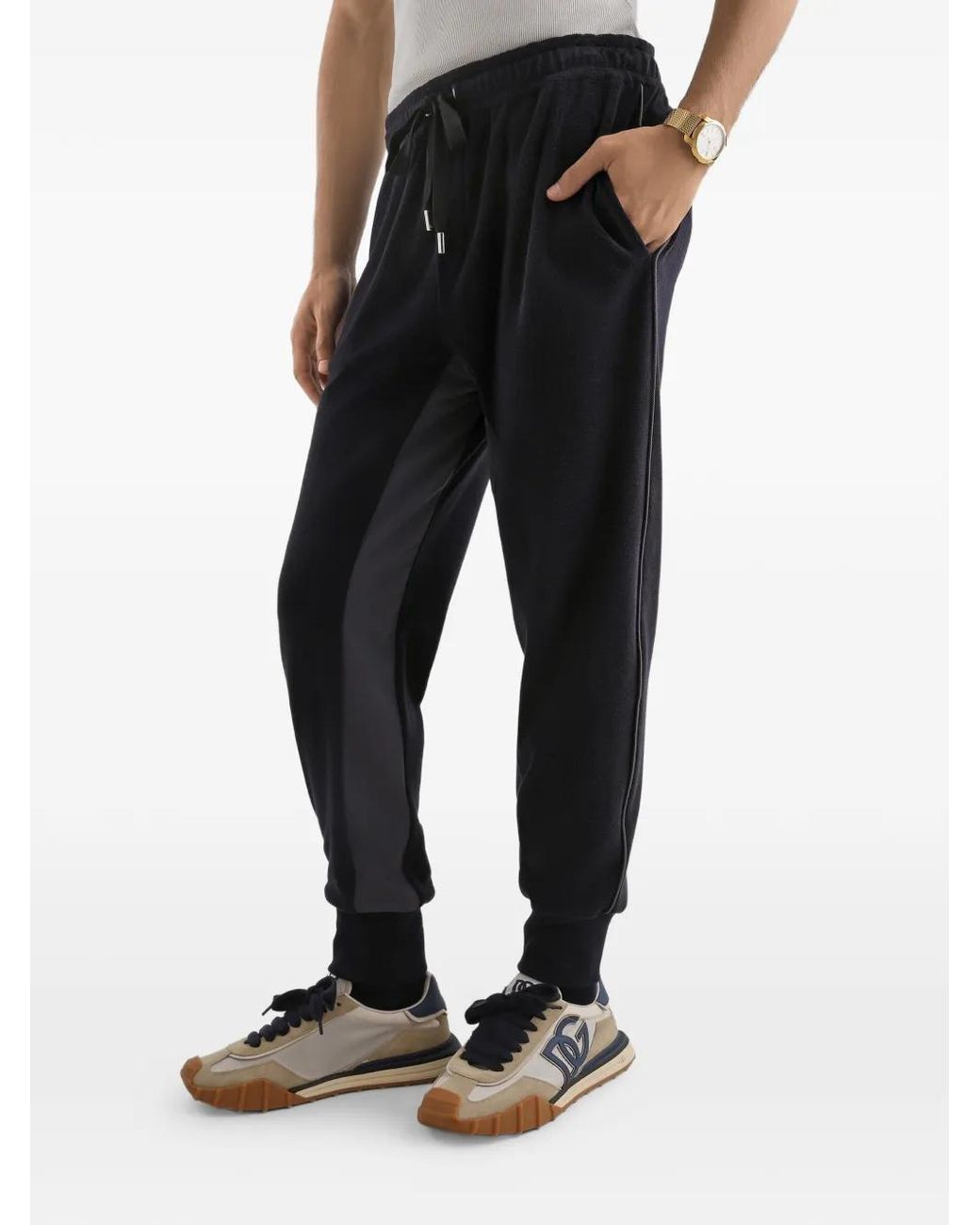 Dolce & Gabbana Blue Drawstring Track Pants for men