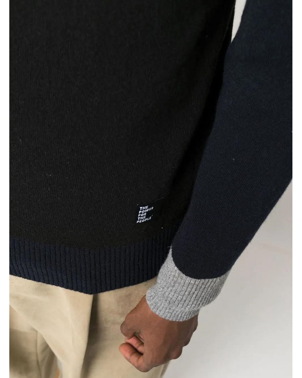 The Power for the People Black High-Neck Wool Jumper for men