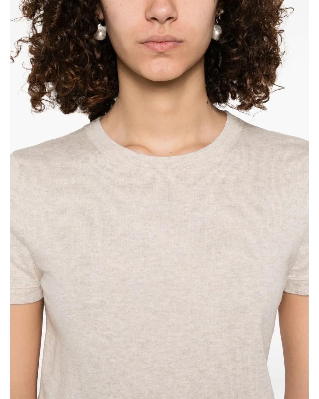 Bompard White Fine-Knit T-Shirt