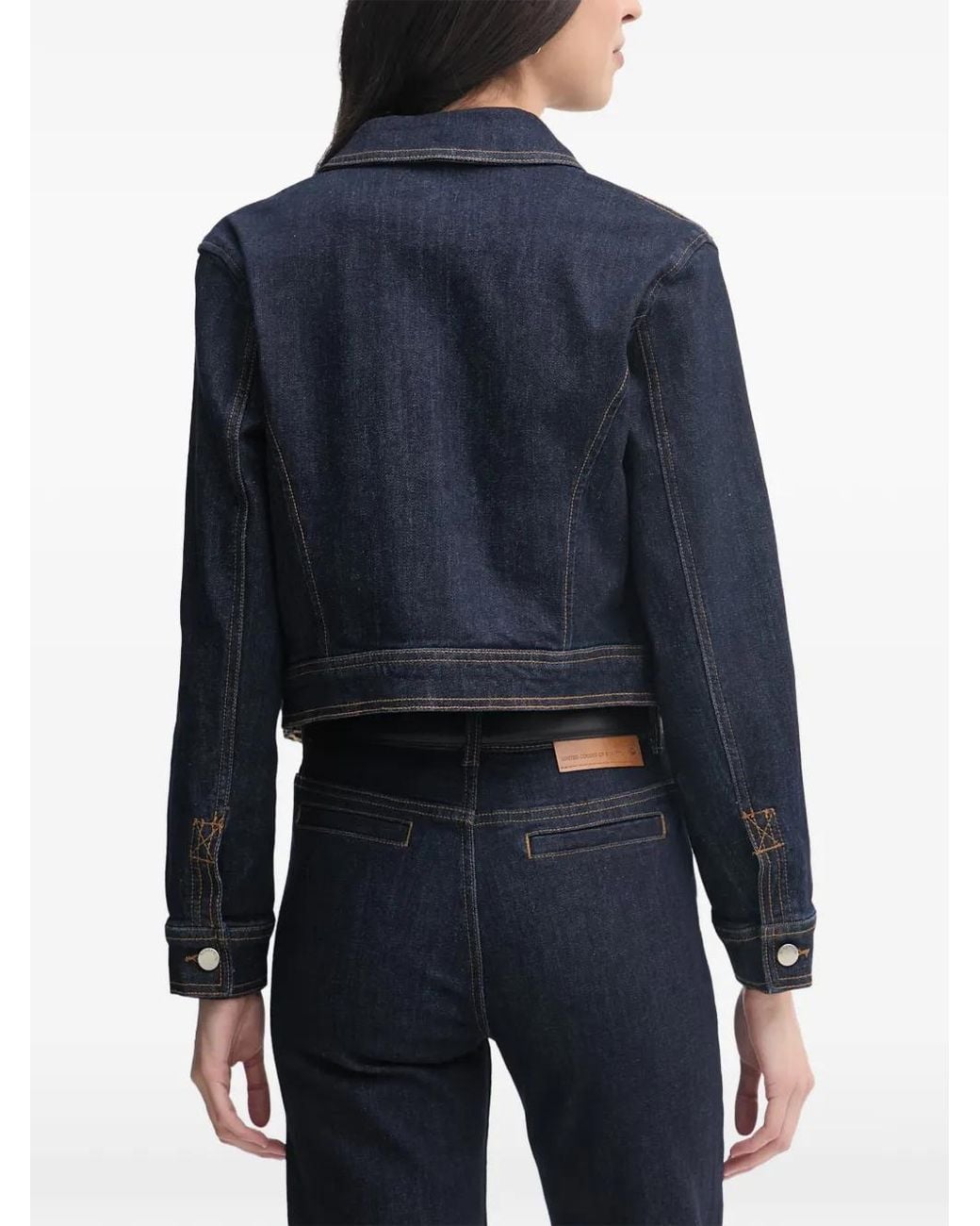 Benetton Blue Cropped Zip-Up Denim Jacket