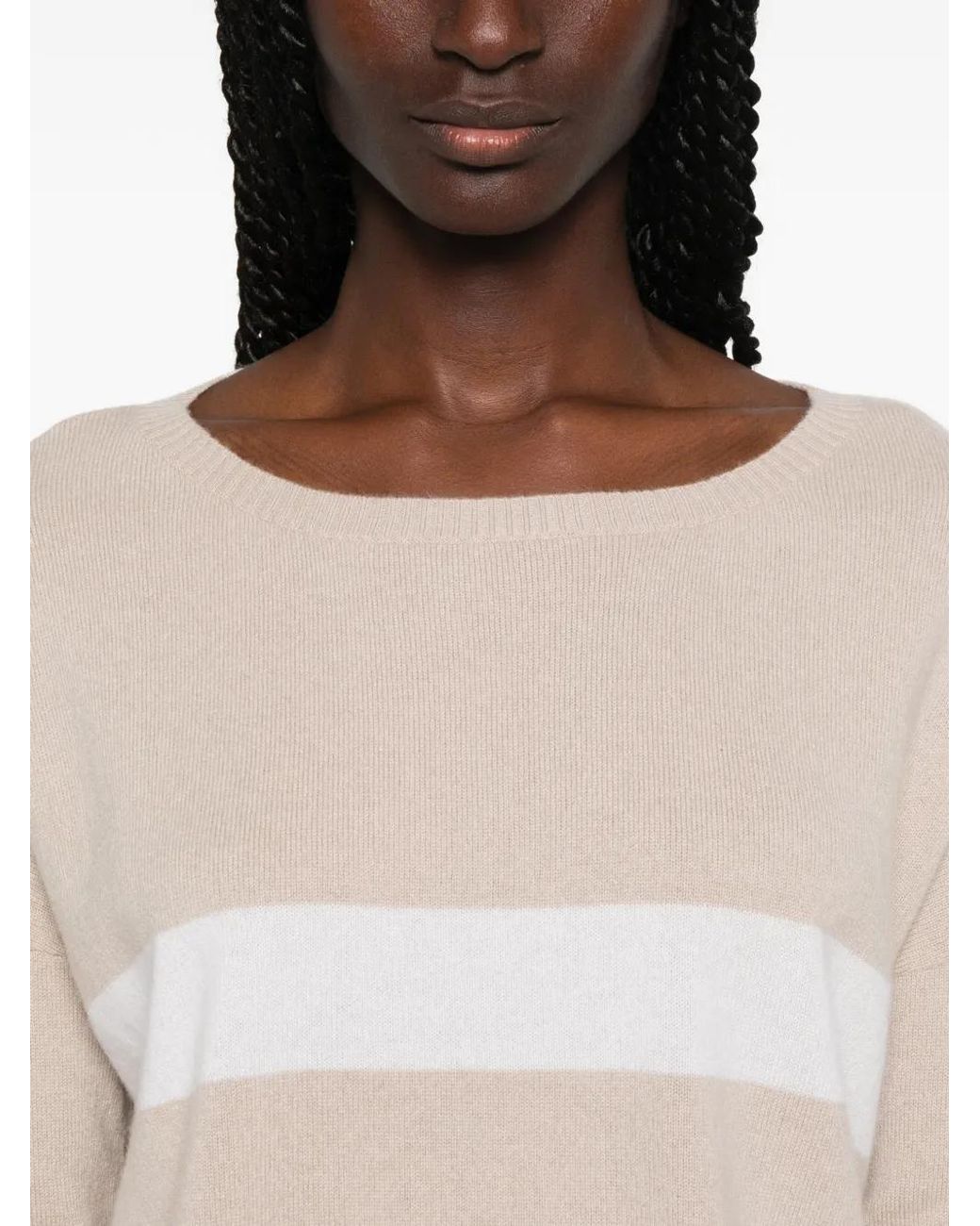 Purotatto Natural Horizontal-Stripe Sweater