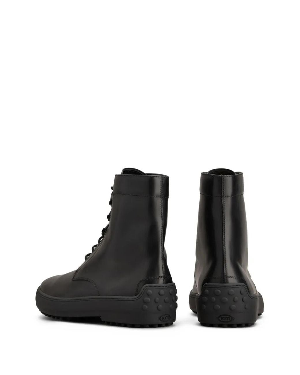 Tod's Black Leather Combat Boots for men