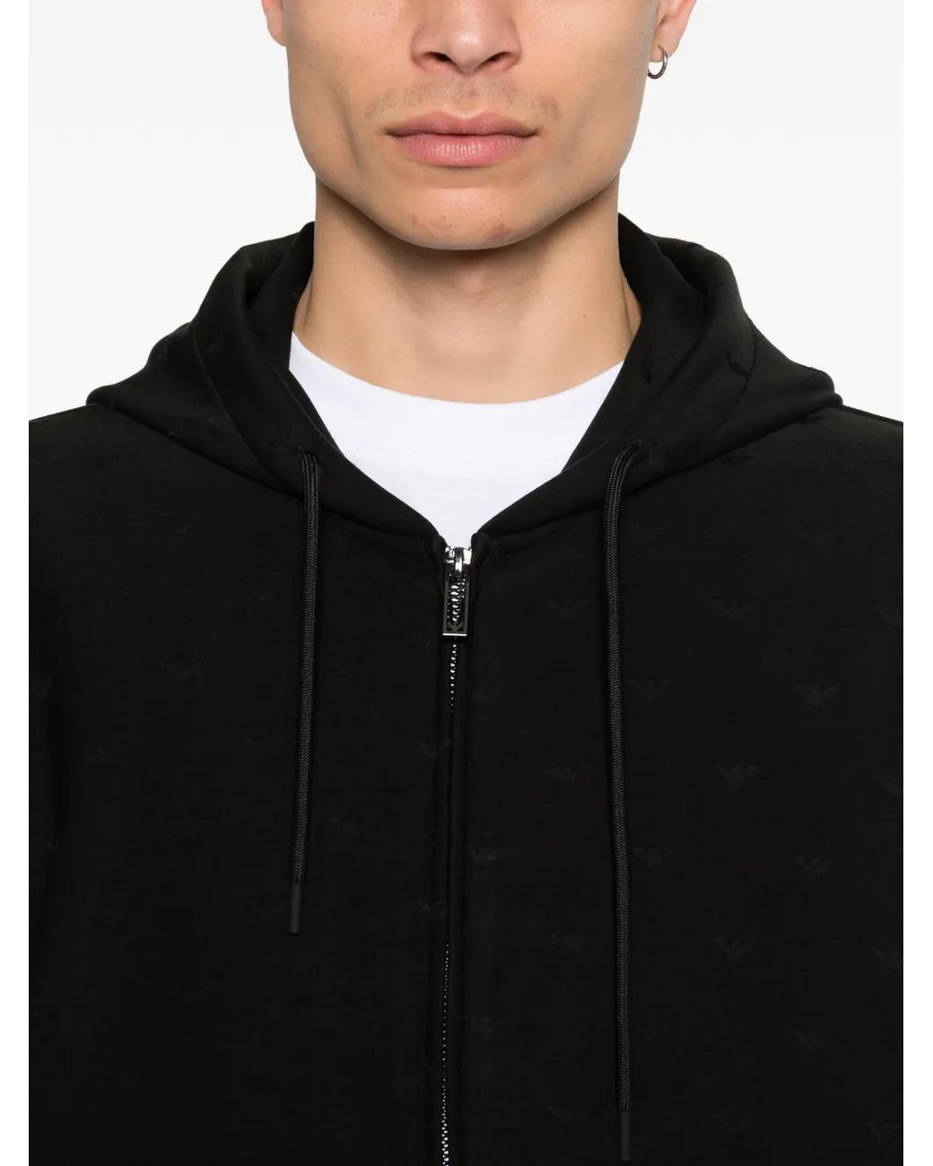 Emporio Armani Black Zip-Up Hoodie for men