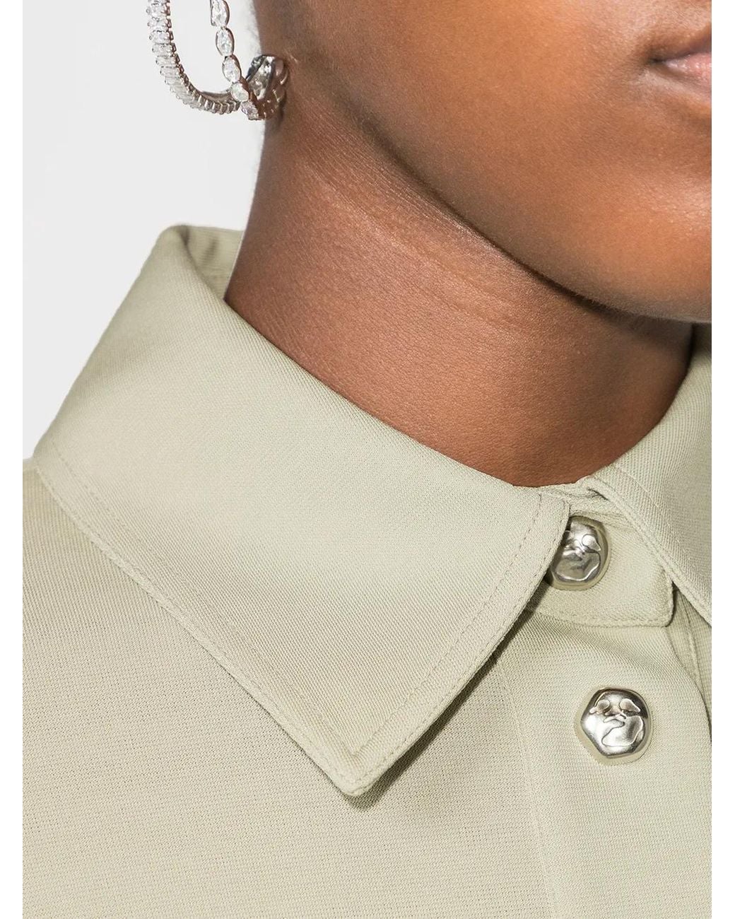 Off-White c/o Virgil Abloh White Polo Collar Long-Sleeve Dress