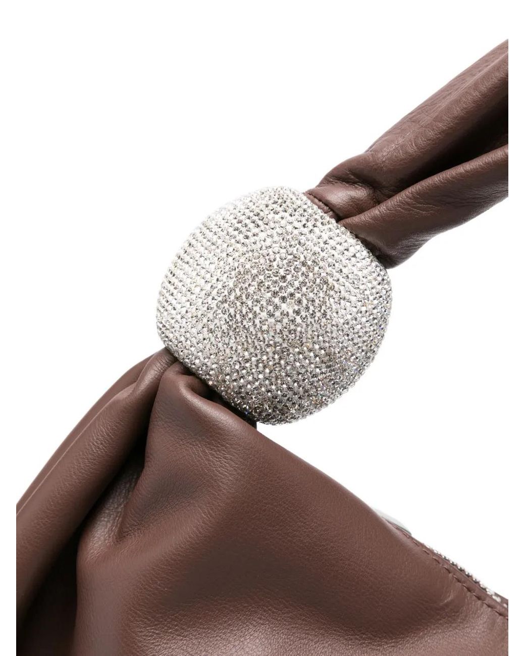 GIUSEPPE DI MORABITO Brown Crystal-Embellished Leather Shoulder Bag