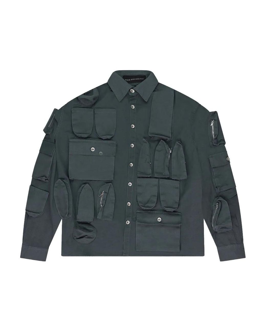 Who Decides War Green Pocket Tech Jacket for men