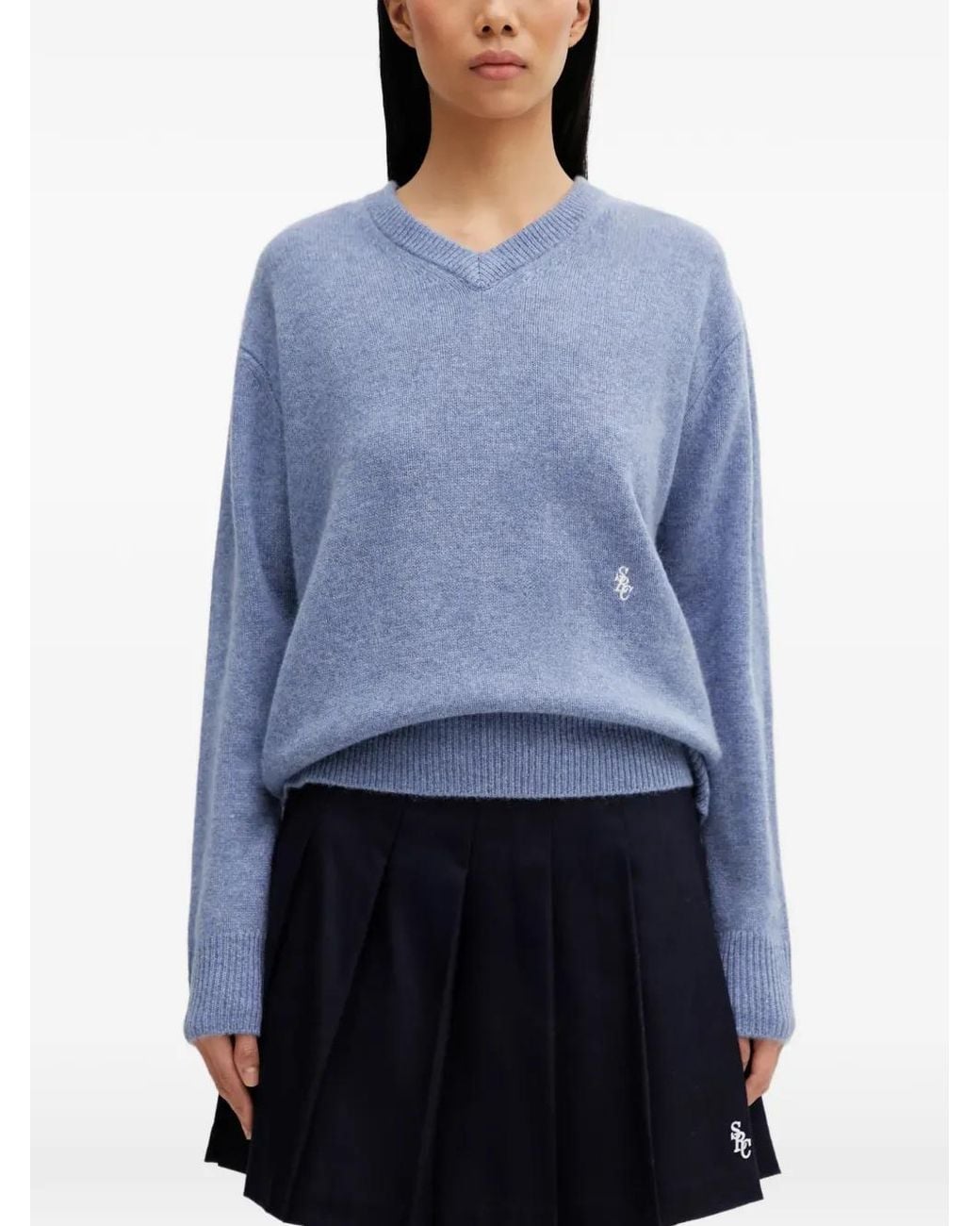 Sporty & Rich Blue V-Neck Sweater