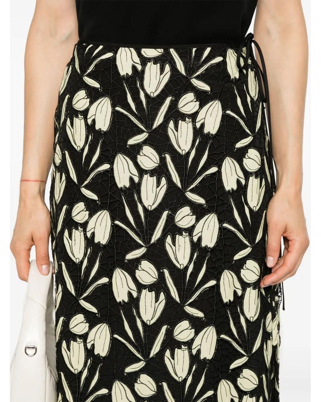 Paul Smith Black Guipure-Lace Midi Skirt