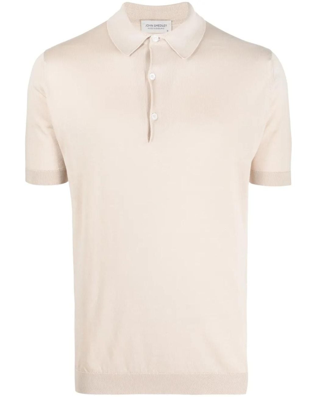 John Smedley Natural Ribbed-Knit Cotton Polo Shirt for men