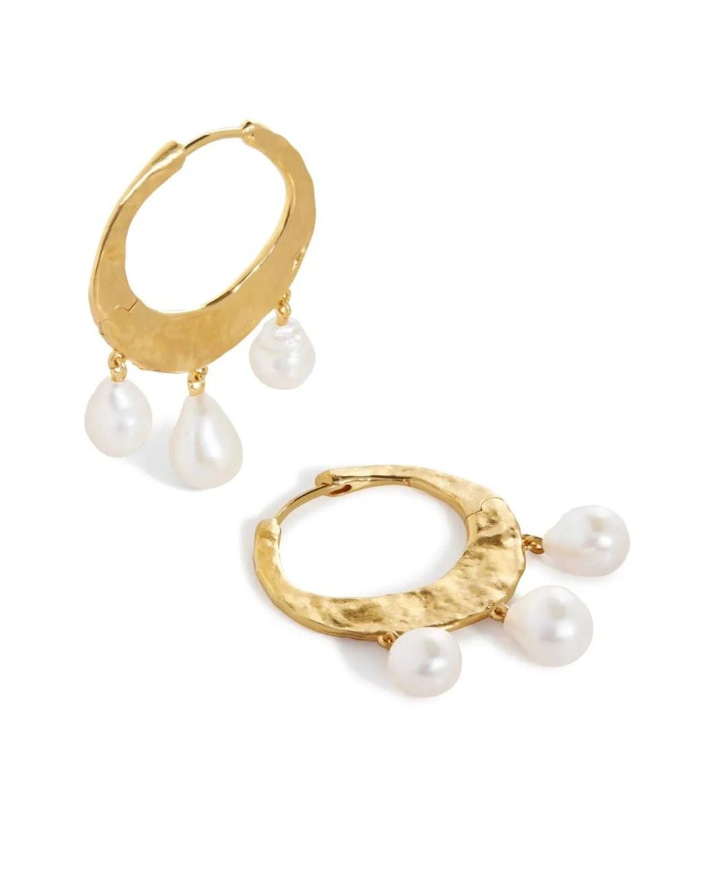 Monica Vinader Metallic Capri Baroque Pearl Medium Hoop Earrings