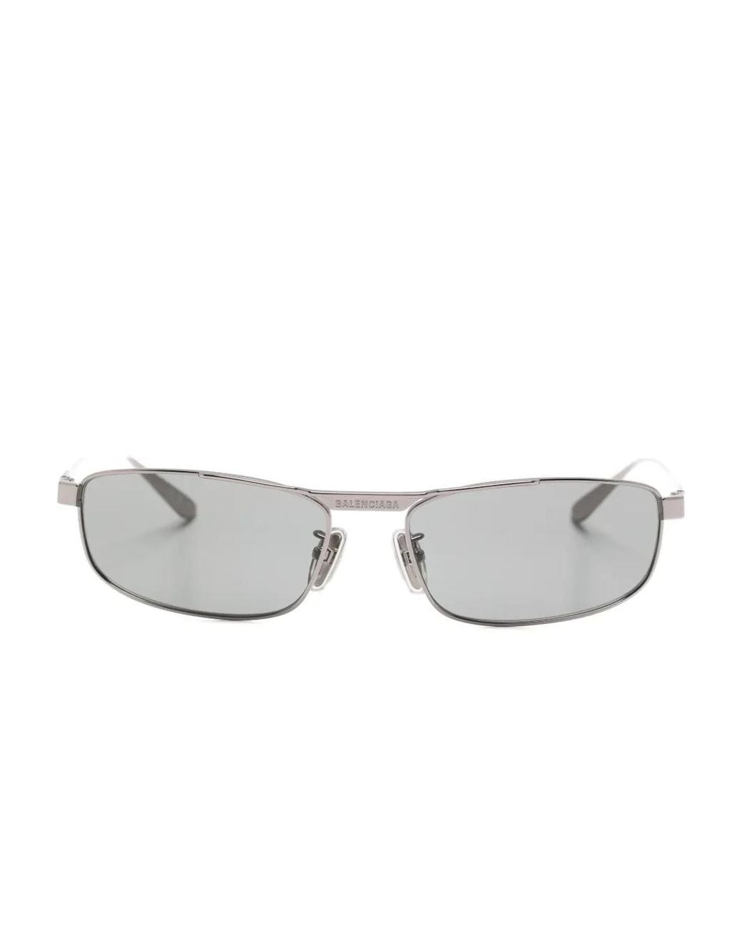 Balenciaga Gray Logo-Engraved Rectangle-Frame Sunglasses