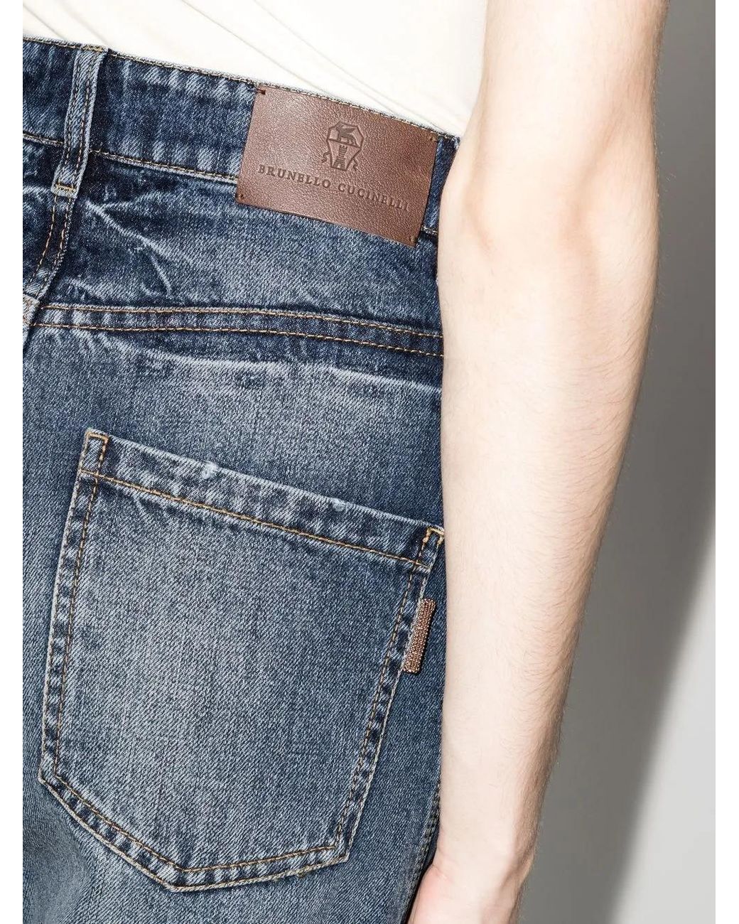 Brunello Cucinelli Blue Tapered-Leg Jeans