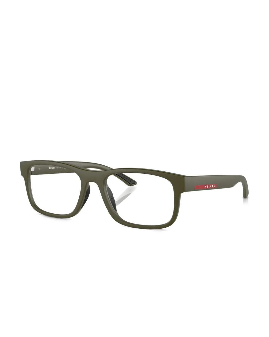 Prada Linea Rossa Green Rectangle-Frame Glasses for men