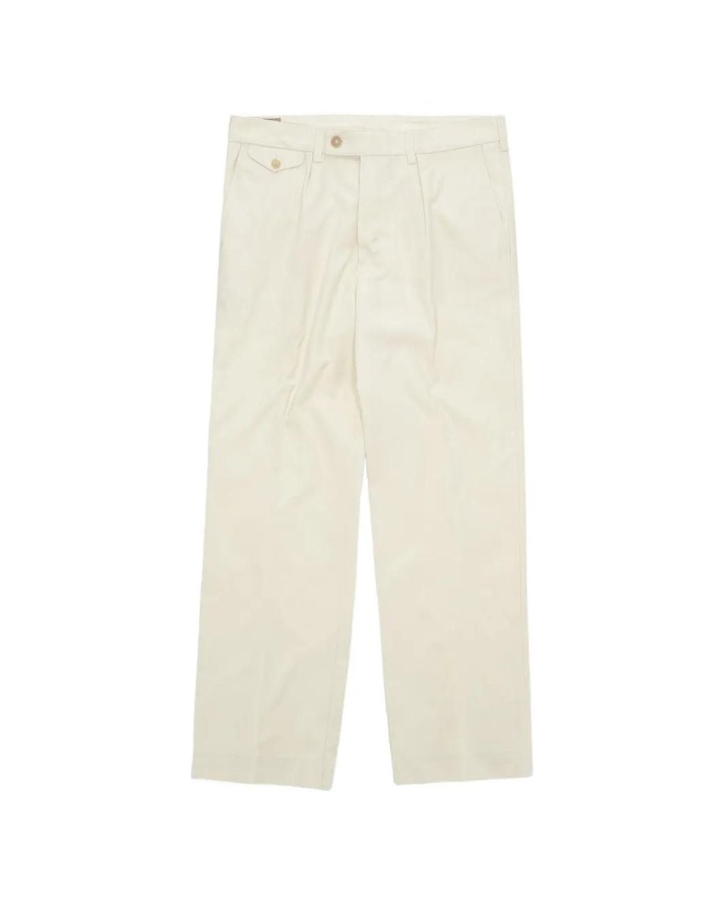 Fortela White Riviera Pleated Cotton Straight-Leg Trousers for men
