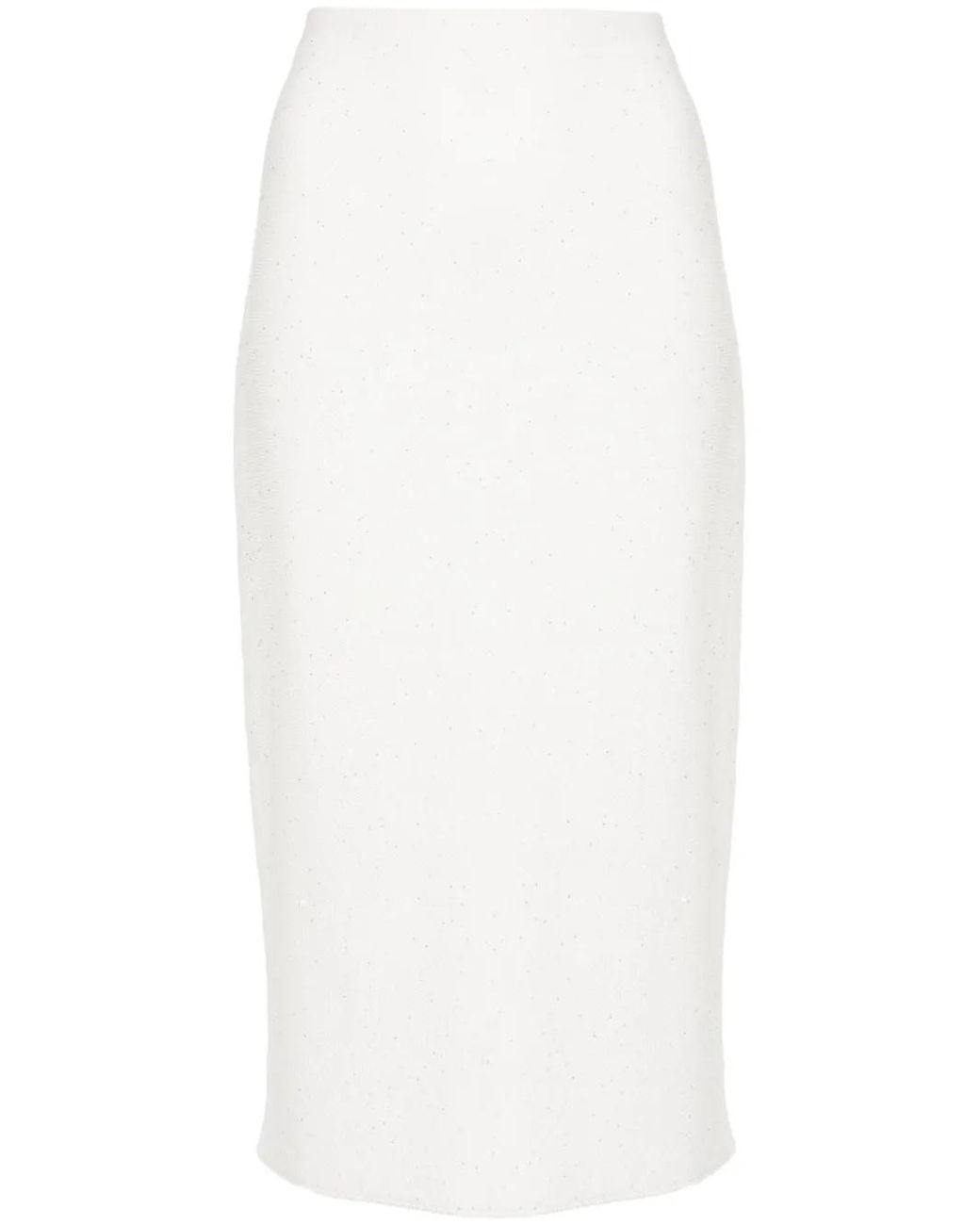 Fabiana Filippi White Sequin-Embellished Pencil Skirt