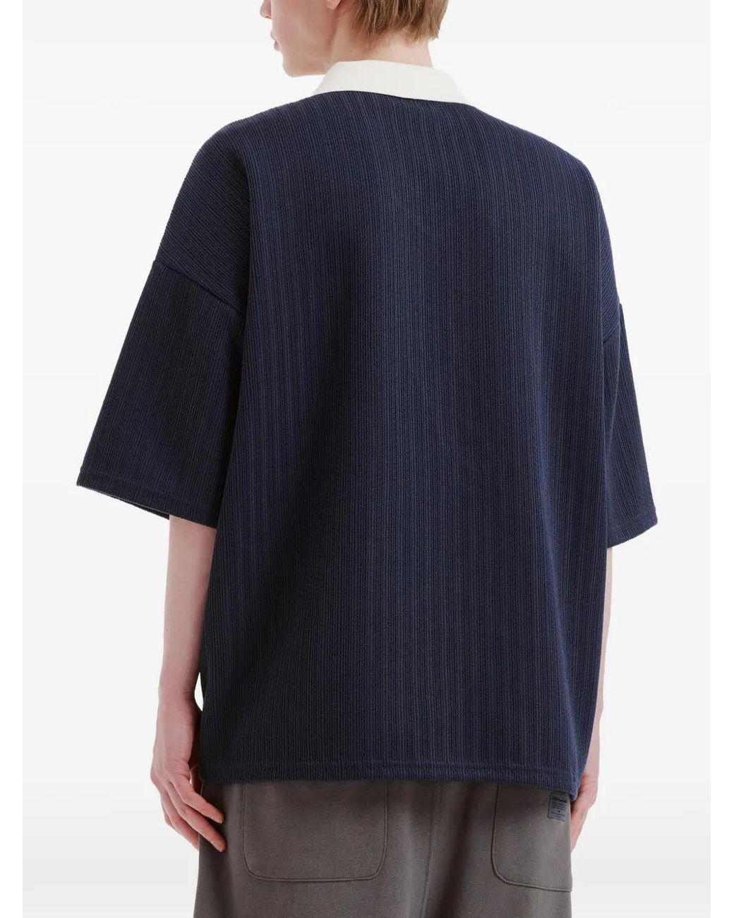 AFTERMATHS Blue Logo-Embroidered V-Neck Top for men