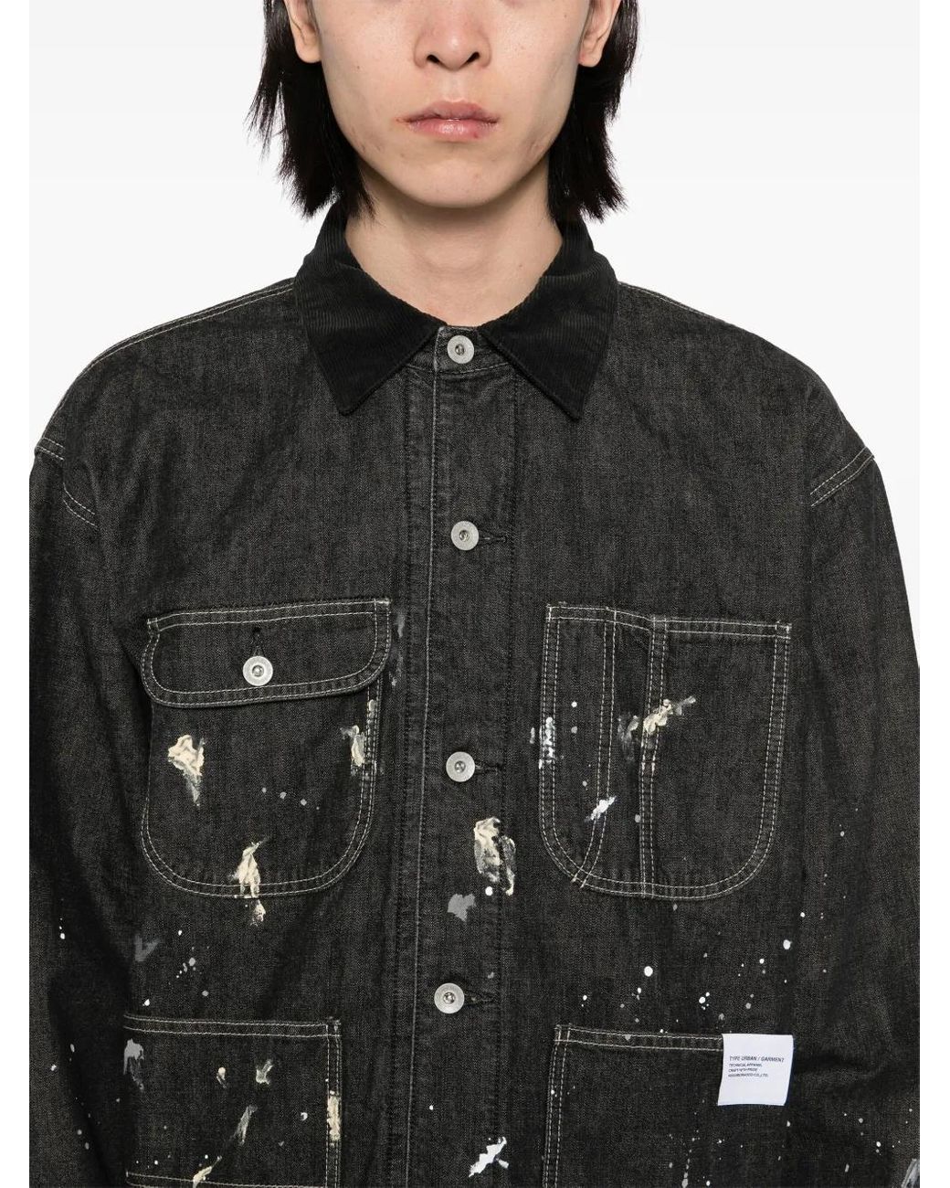 Neighborhood Black Corduroy-Collar Washed-Coverall Jacket for men