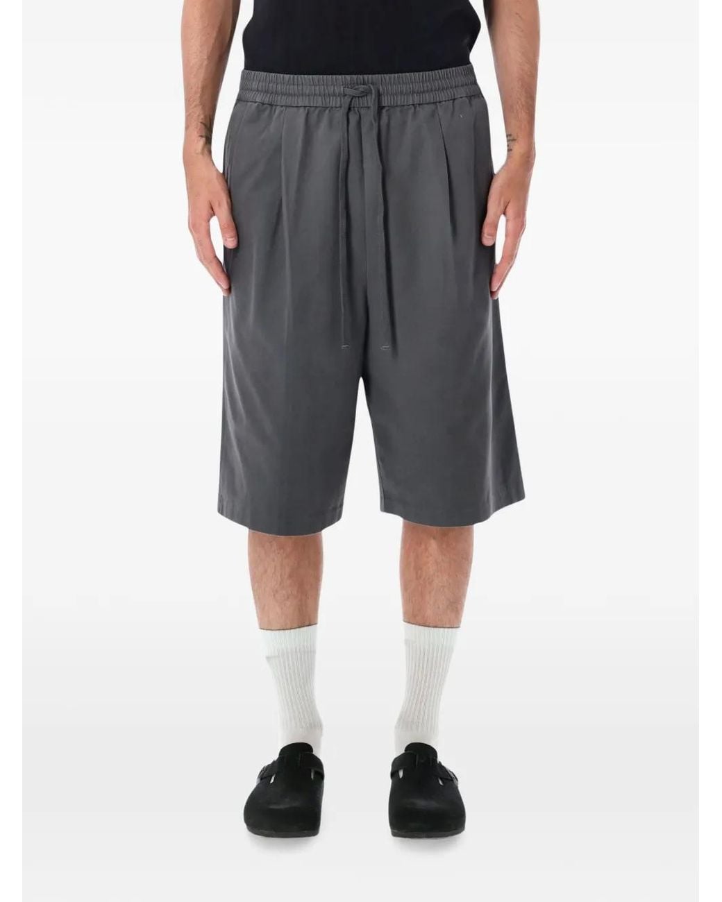 Fear Of God Gray Cotton Twill Relaxed Drawstring Shorts for men